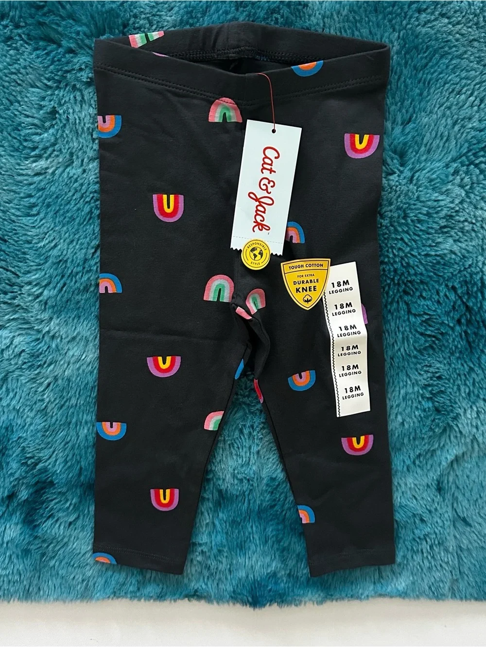 Cat & Jack Gray Leggings with Rainbow Print Size 18 Months